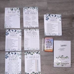 Bridal Shower Game Set with Greenery Design